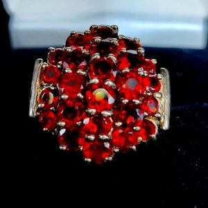 Sterling Silver Garnet  Cluster Ring size 8